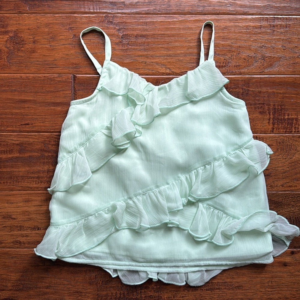 Abercrombie Kids Mint Green Ruffled Camisole, size 7/8 - Picture 2 of 7